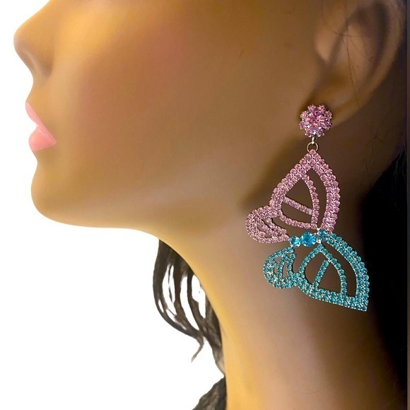 Natasha Rhinestone Butterfly Earrings - Picture 1 of 5